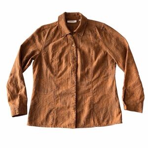 Tantrums Faux Suede Button Down Shirt, Size M